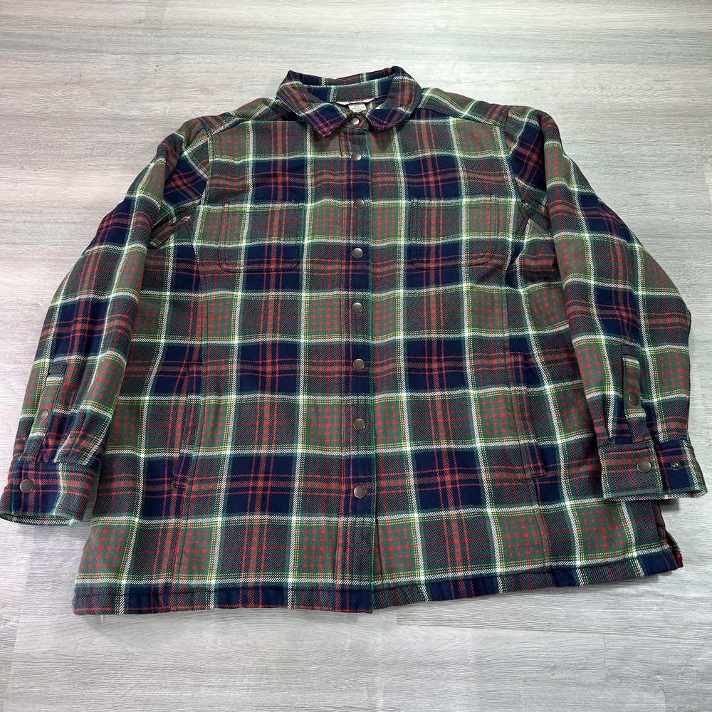 Duluth Trading Co Jacket Womens 2XL Plaid Flannel Quilted Snap Shacket 3237-34